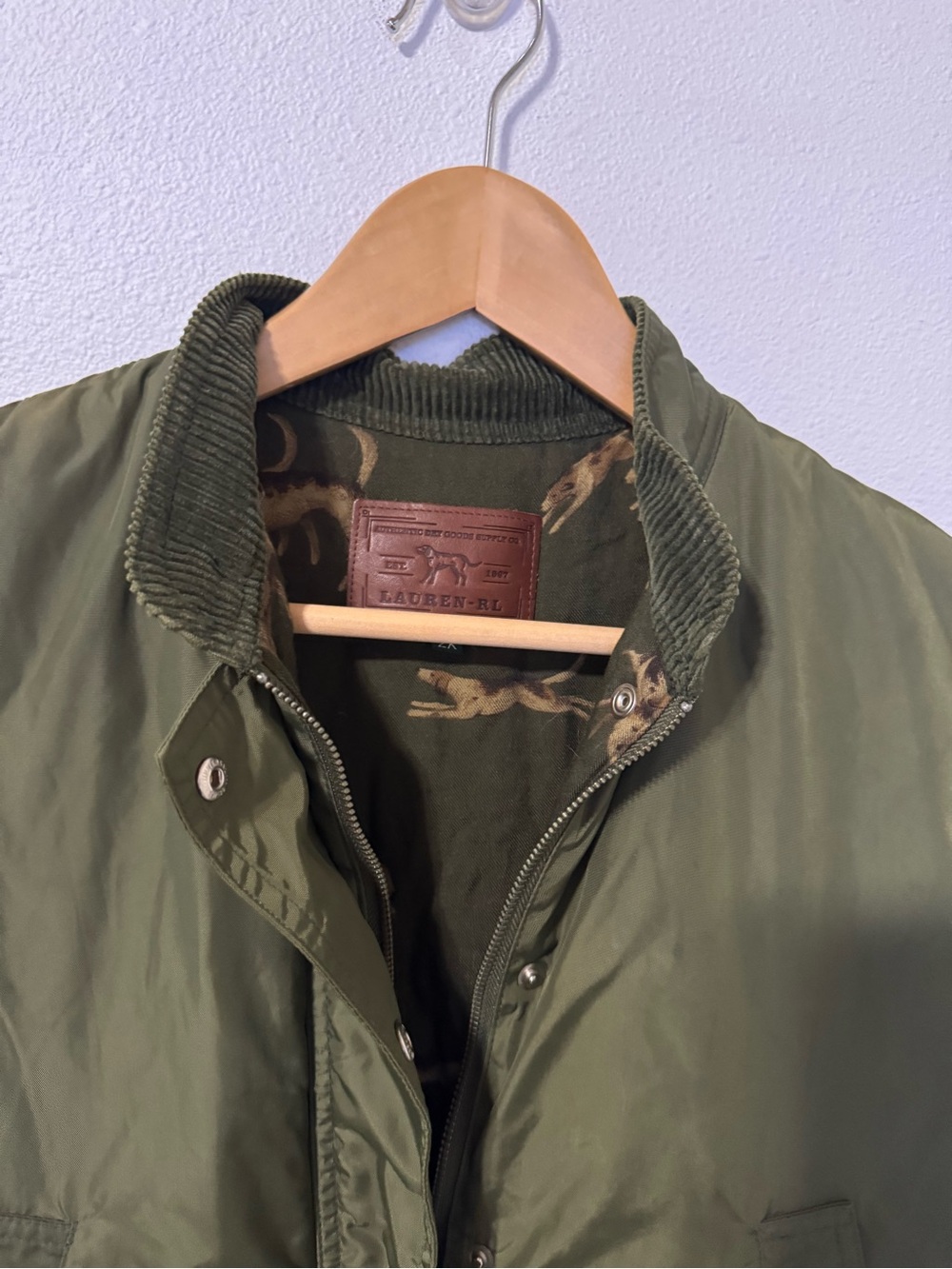 Vintage Lauren Ralph Lauren Cargo Vest Army Green Wool Hunting Dog Lined-2X - Picture 3 of 10